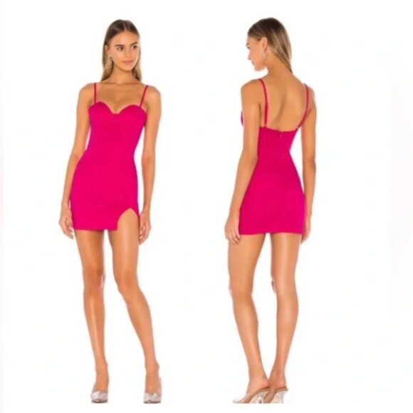 REVOLVE Superdown Hot Pink Bodycon Mini Dress with Slit (Like New) - Picture 2 of 11